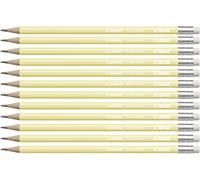 STABILO Swano Pastel - Graphite Pencil with Eraser - Pack of 12 - Yellow - Degree HB