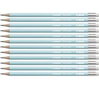 STABILO Swano Pastel - Graphite Pencil with Eraser - Pack of 12 - Blue - Degree HB