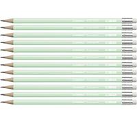 STABILO Swano Pastel - Graphite Pencil with Eraser - Pack of 12 - Green - Degree HB