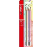 STABILO Swano Pastel - Graphite Pencil with Eraser - Pack of 4 - Assorted Colours - Degree HB