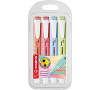 STABILO swing cool Pastel - Highlighter - Pack of 4 - Cherry Blossom Pink, Dash of Lime, Cherry Blossom Pink, Cloudy Blue, Mellow Coral Red