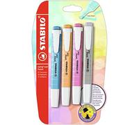 STABILO swing cool Pastel - Highlighter - Pack of 4 - Dusty Grey, Frozen Fuchsia, Breezy Blue, Pale Orange