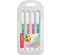 STABILO swing cool Pastel - Highlighter - Pack of 4 - Hint of Mint, Pink Blush, Lilac Haze, Touch of Turquoise