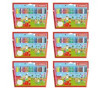 STABILO Trio A-Z Felt Tip Pen - Fine Tip - Ergonomic Triangular Grip - Super Washable Ink - 6 x Pack of 24 - 144 Pens - Assorted Colors