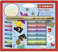 STABILO Trio Deco - Metallic Fibre-Tip Pen - Pack of 8 - Assorted Colours