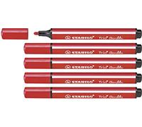 STABILO Trio Scribbi - Triangular Fibre-Tip Pen - Pack of 5 - Red