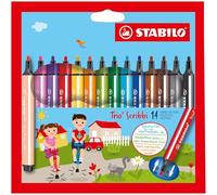 STABILO Triangular Fibre-Tip Pen Trio Scribbi Jumbo Grip Pack of 14 Assorted Colours