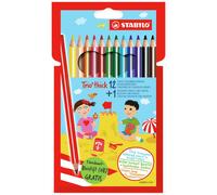STABILO Trio Thick Colouring Pencils Wallet of 12 Assorted Colours + 1 Graphite