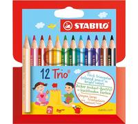 STABILO Trio thick short - Triangular Colouring Pencil - Pack of 12 - Assorted Colours