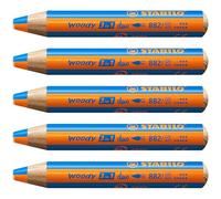 STABILO woody 3-in-1 duo - Multi-Talented Pencil | Pack of 5 - Orange/Blue