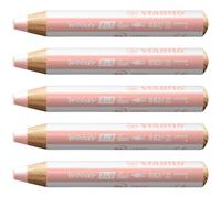 STABILO woody 3-in-1 duo - Multi-Talented Pencil | Pack of 5 - White/Apricot