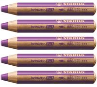STABILO Woody 3-in-1 Pencil – Multi-Talented – Pack of 5 – Lilac