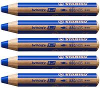 STABILO woody 3-in-1 - Multi-Talented Pencil - Pack of 5 - Ultramarine
