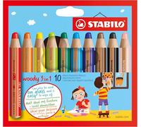 STABILO woody 3-in-1 - Multi-Talented Pencil - Pack of 10 - Assorted Colours