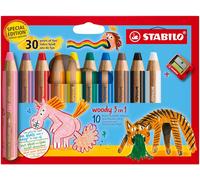 STABILO woody 3-in-1 - Multi-Talented Pencil - Pack of 10 - Birthday Edition -