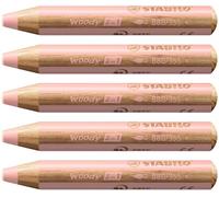 STABILO woody 3-in-1 - Multi-Talented Pencil - Pack of 5 - Apricot