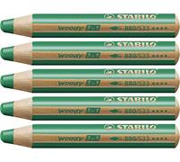 STABILO woody 3-in-1 - Multi-Talented Pencil - Pack of 5 - Dark Green