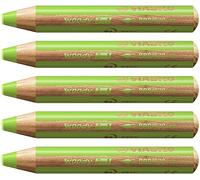 STABILO woody 3-in-1 - Multi-Talented Pencil - Pack of 5 - Leaf Green