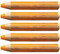 STABILO woody 3-in-1 - Multi-Talented Pencil - Pack of 5 - Orange
