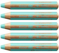 STABILO woody 3-in-1 - Multi-Talented Pencil - Pack of 5 - Pastel Blue