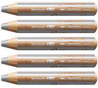 STABILO woody 3-in-1 - Multi-Talented Pencil - Pack of 5 - Silver