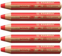 STABILO woody 3-in-1 - Multi-Talented Pencil - Pack of 5 - STABILOred