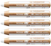 STABILO woody 3-in-1 - Multi-Talented Pencil - Pack of 5 - White