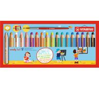Woody 3 in 1 Colouring Pencils Paint Brush & Sharpener PK18