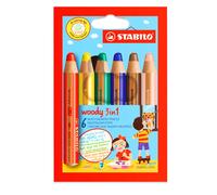 Stabilo Woody 3 In 1 Super Jumbo Pencils Wallet Of 6 Assorted Colours