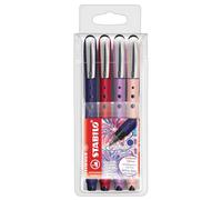STABILO worker+ NatureCOLORS Wildflower - Rollerball - Pack of 4 - Blush, Burgundy, Grey Violet, and Prussian Blue