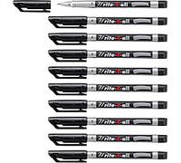 STABILO Write-4-all 156/46 Permanent Marker Fine Bullet - Black Non Refillable Water-Resistant Pack of 10