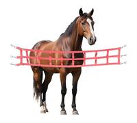 Stable Barrier Adjustable for Horses & Livestock, Secure Box Door Protective Belt with Stainless Steel D-Rings & Carabiner, Escape Protection & Ventilation for Horse Hutch & Barn, Sturdy Nylon