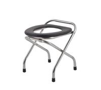 Stable Commode Chair with Padded Seat, Stainless Steel, No Backrest, 38 Cm