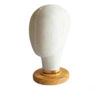Stable Linen Mannequin Head with Wooden Base for Displaying For Wigs and Accessories, Suitable for Hair Styling, Salon Use, and Artistic Presentations (B)
