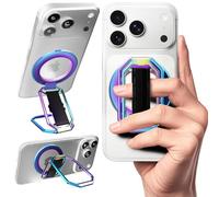 Stable Octagon Magnetic Phone Grip Kickstand for Desk, Bed & On-The-Go - Compatible with iPhones, Cases for MagSafe - Secure One-Hand Hold, Comfortable Scrolling, Hands-Free Video Calls - Rainbow