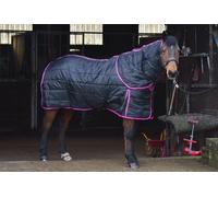 Stable Rug 200G Detachable Neck Horse Stable Rug Black Insulated Stable Rug With Detable Neck Jump Equestrian (5'6'')