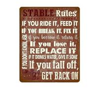Stable Rules If You Ride It Feed It Horses Animal,12 * 8 Inches Vintage Funny Poster Wall Decor Art Gift Retro Picture Metal Sign