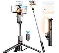 Stable Selfie Stick Tripod with Long Fill Lights, 111cm Flexible Phone Tripod Stand with Detachable Remote, Extendable Selfie Stick 360° Rotation Compatible with Smartphones, Action Camera, GoPro