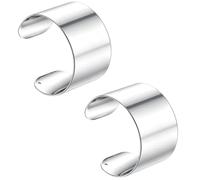 stablerice 2 Pcs Silver Arm Cuff Upper Arm for Women Ladies Stainless Steel Shiny Punk Upper Arm Cuff Jewelry, Wide Open Silvers Cuff Bracelet, Adjustable, Standard, Metal, no gemstones