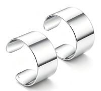 stablerice 2 Pcs Silver Arm Cuff Upper Arm for Women Ladies Stainless Steel Shiny Punk Upper Arm Cuff Jewelry, Wide Open Silvers Cuff Bracelet, Adjustable, Standard, Metal, no gemstones