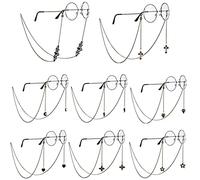 stablerice 8 Pieces Goth Glasses Chain for Women Men Sunglass Eyeglass Chains Eyeglass Holder Chain Lanyard Bat Moon Love Cat Pendant Eyewear Strap Holder Anti Lost Eyeglass Leash, Black, 31.5"