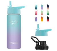 STACEGEELE Insulated Vacuum Water Bottle for Kids with Straw Lid Stainless Steel Flask Thermos for Boys and Girls Leak Proof Lightweight Eco Friendly 18oz