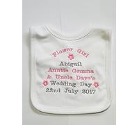 Staceys Bibs PERSONALISED FLOWER GIRL BIB - BEAUTIFULLY EMBROIDERED - ANY TEXT YOU WISH - UNIQUE GIFT KEEPSAKE WEDDING FAVOR