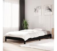 Stack Bed black solid pine wood 90x200 cm compact stackable wooden frame single