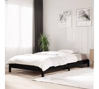 Stack Bed Solid Pine Wood Black 80x200 cm Stackable Sturdy Space-Saving for Kids