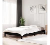 Stack Bed Solid Pine Wood Black 90x200 cm Stackable Sturdy Space-Saving Design.
