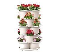 Stack Grow Tower - Vertical Planting Pot System, 5 Piece Tiered Garden Planter Set, Modular Raised Plant Container Unit, Gardening Growth Accessory, Vegetable Flower Cultivation for Balcony Yard Home