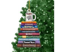 Stack Of Books Christmas Ornament - Book Stack Tree Decoration, Reading Lover Figurine, Literary Holiday Ornament | Cute Christmas Decoration Readers Library Party Tree Hanging Gift Display Use