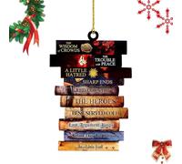 Stack Of Books Christmas Ornament - Book Stack Tree Decoration, Reading Lover Figurine, Literary Holiday Ornament | Cute Christmas Decoration Readers Library Party Tree Hanging Gift Display Use
