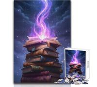 Stack of Books with Magic Teenagers 1000 Piece Jigsaw Puzzle Fun Learning Cognitive Game Thoughtful Unique Present Selection Size 50x75cm
